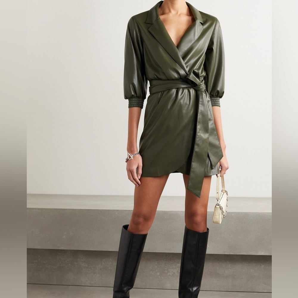 Alice+Olivia MAUREEN VEGAN LEATHER MINI DRESS